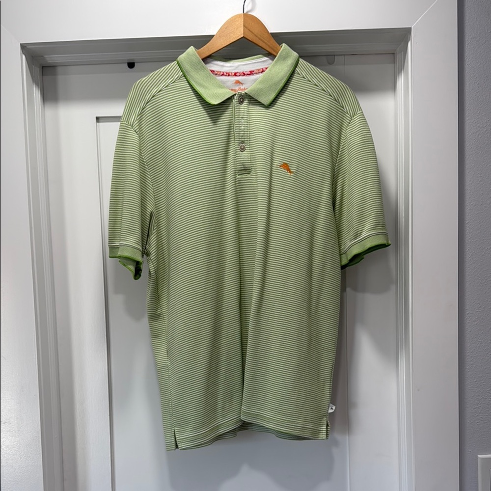 Tommy Bahama Green Striped Casual Button Down Shirt